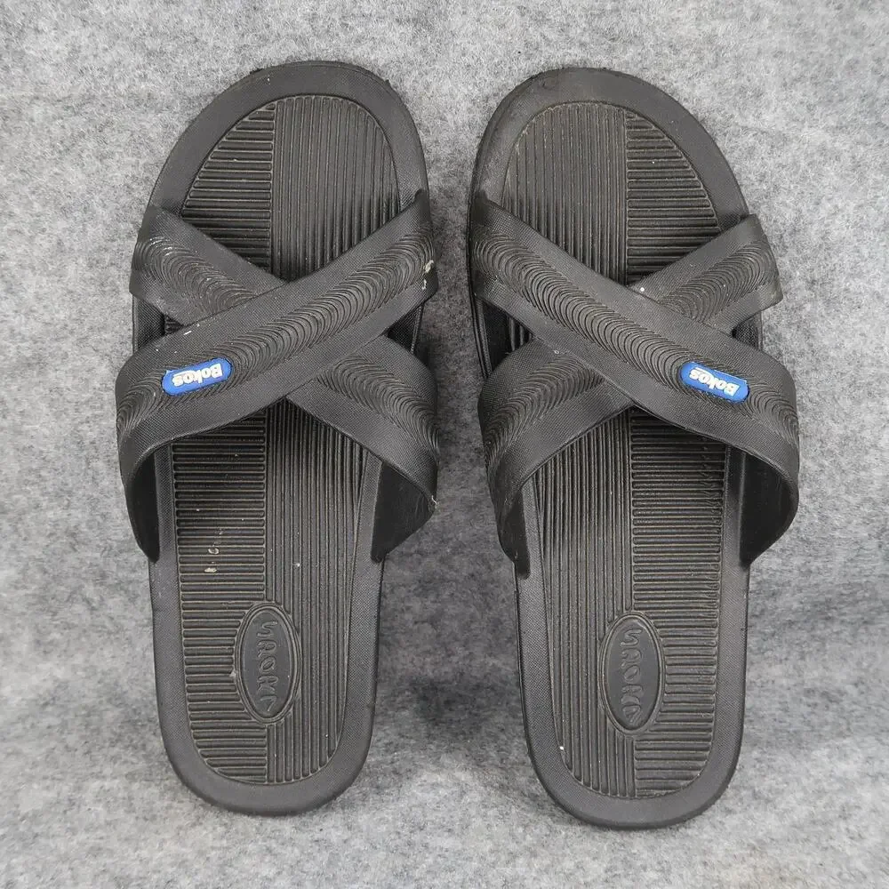 Bokos Shoes Mens 44 Sandals Slides Slip On Casual Black Sport Active Rubber